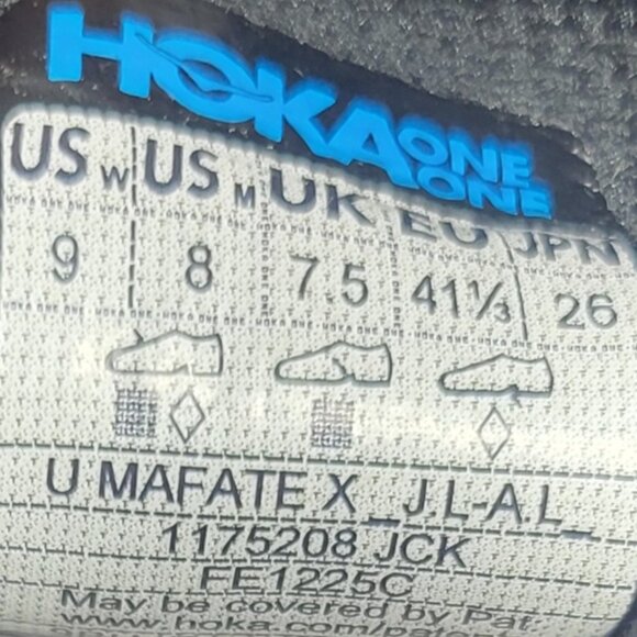 Hoka One Mafate X _J.L-A.L_ Unisex Size US M8 W9 Jet Black Espresso Sneakers. - Picture 11 of 13